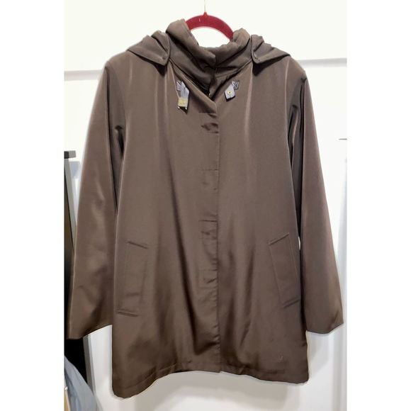 Dana Buchman Small Choco Brown Leopard Print Lined Insulated Microfiber Coat EUC - Picture 3 of 10